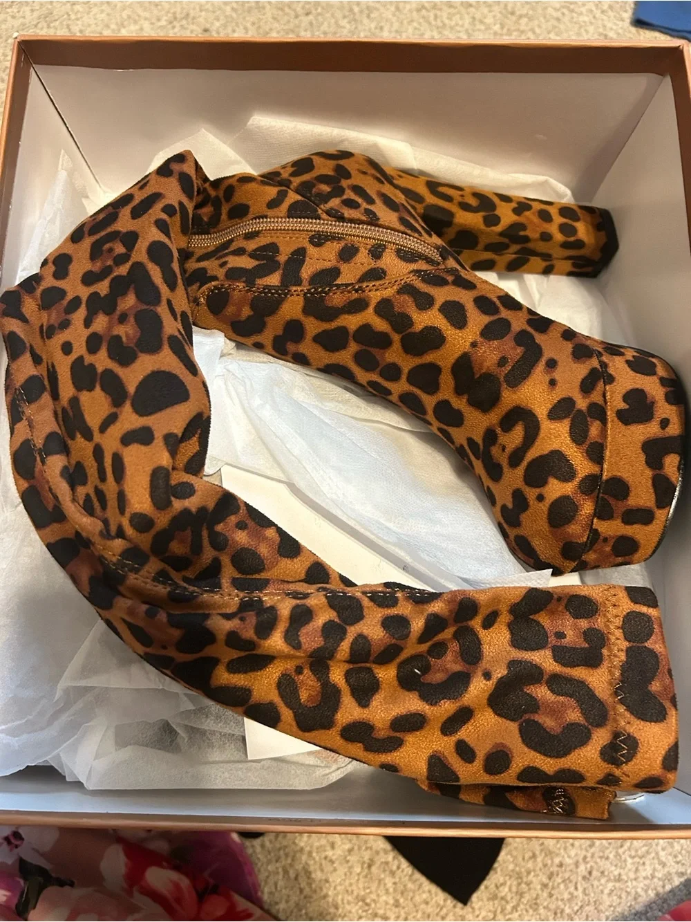 NEW Perphy Leopard Print Over-the-Knee Platform Boots - Brown/Black Sz 6.5